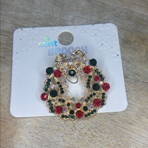 3/10$ 🎄 NWT Wreath Brooch AB Rhinestones